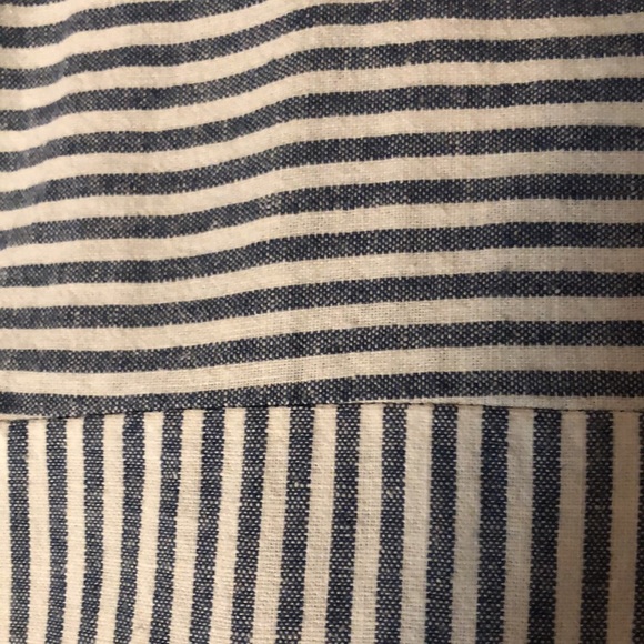 Super flattering, easy, navy stripe linen blend short sleeve dress by Lands End - Picture 16 of 16